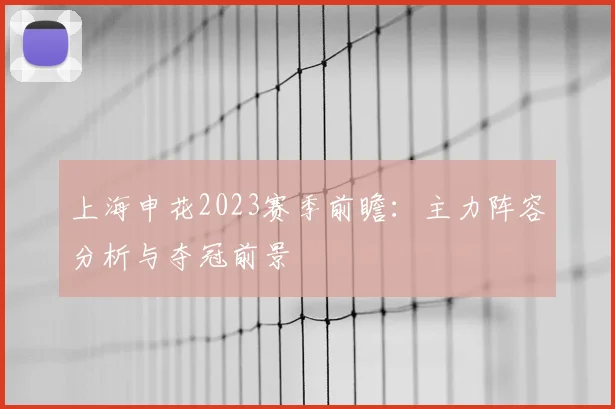 上海申花2023赛季前瞻:主力阵容分析与夺冠前景